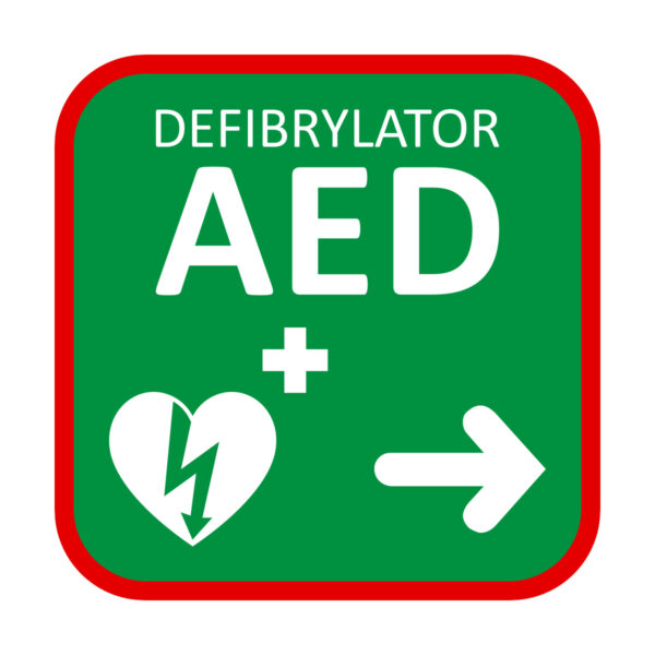 Tablica kierunkowa AED w prawo – 20 x 20 cm Tablica kierunkowa AED w prawo – 20 x 20 cm