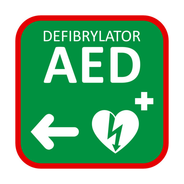 Tablica kierunkowa AED w lewo – 20 x 20 cm Tablica kierunkowa AED w lewo – 20 x 20 cm