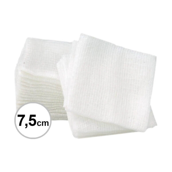 Kompres z gazy, niejałowy 7,5 x 7,5 cm | 100 sztuk Kompres z gazy, niejałowy 7,5 x 7,5 cm | 100 sztuk