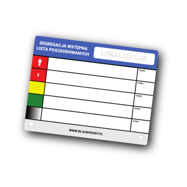 Tabliczka lista poszkodowanych TRIAGE Tabliczka lista poszkodowanych TRIAGE