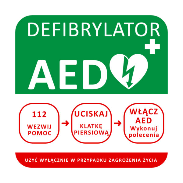 Tablica informacyjna AED – schemat postępowania 30 x 30 cm Tablica informacyjna AED – schemat postępowania 30 x 30 cm