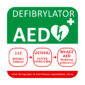 Tablica informacyjna AED – schemat postępowania 30 x 30 cm