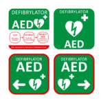 Zestaw tablic informacyjnych AED – 4 sztuki